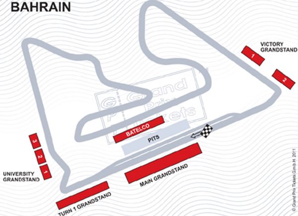 Formel 1 Banekort fra Bahrains GP 2020