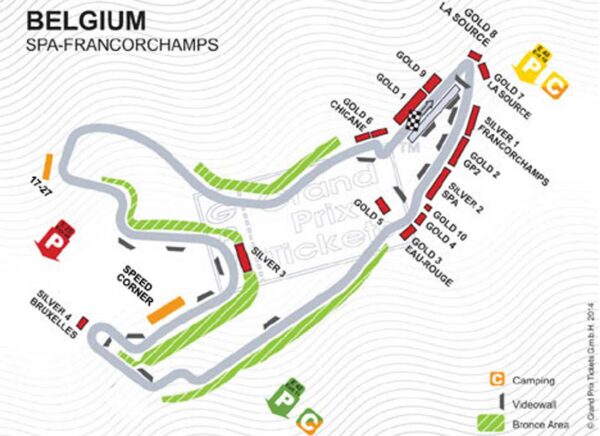 Formel 1 Banekort fra Belgiens GP 2021