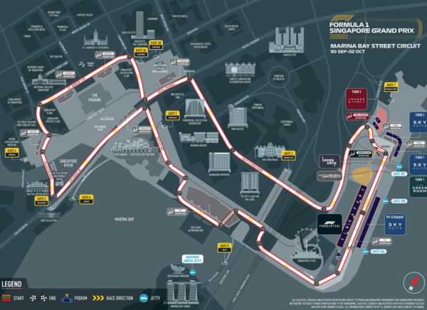 Formel 1 Banekort fra Singapores GP 2022